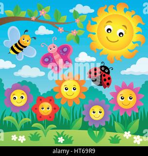 Happy flowers topic image 3 - eps10 vector illustration. Stock Vector