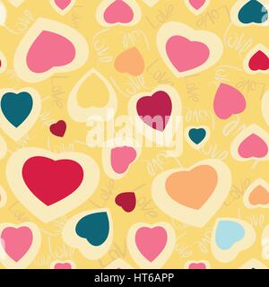 Seamless texture with funny hearts Stock Vector