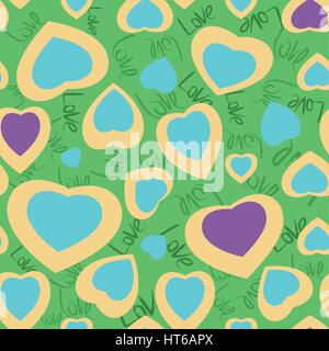 Seamless texture with funny hearts Stock Vector