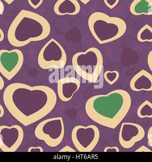 Seamless texture with funny hearts Stock Vector