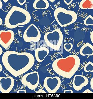 Seamless texture with funny hearts Stock Vector