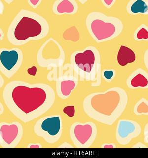 Seamless texture with funny hearts Stock Vector