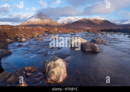 View from Allt Dearg Mor river towards Glamaig mountain, Isle of Skye Stock Photo