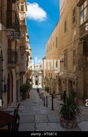 Steps on a narrow street in Valletta, Malta Stock Photo