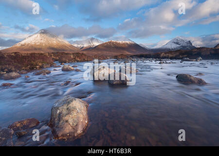 View from Allt Dearg Mor river towards Glamaig mountain, Isle of Skye Stock Photo