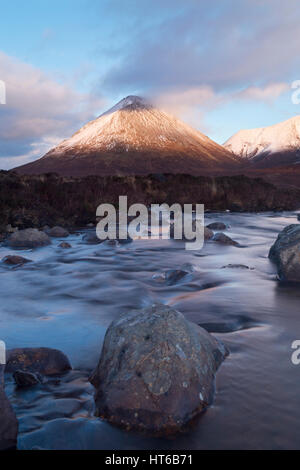 View from Allt Dearg Mor river towards Glamaig mountain, Isle of Skye Stock Photo