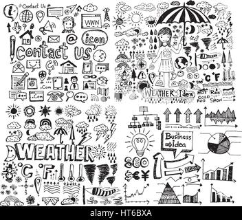 Hand draw business doodle icon illustration design Stock Vector