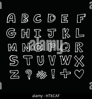 Hand drawn doodle font illustration design Stock Vector