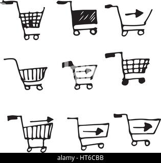 Hand drawn doodle shopping cart illustration design Stock Vector