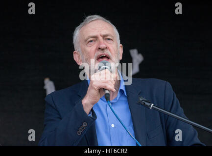 Labour leader,Jeremy Corbyn,speaks at an NHS rally in Central London Stock Photo