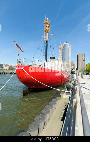 Nantucket Lightship docked in NYC for Super Bowl