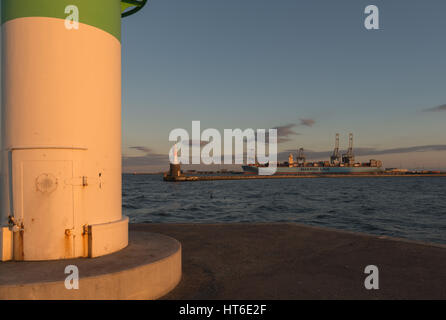 Harbor, lighthouses at the harbor front, Aarhus, European Cultural City in 2017, Northern Jutland, Denmark, Europe Stock Photo