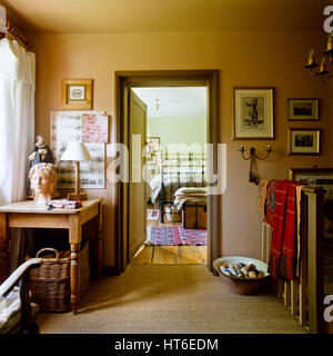Open door to a bedroom. Stock Photo