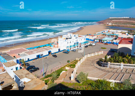 Beach and Plaza de la Marina, Sidi Ifni, Guelmim-Oued region, Morocco Stock Photo