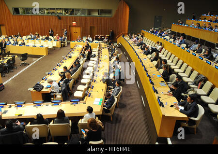 New York, United States. 07th Mar, 2017. Ms. Amina J. Mohammed Deputy Secretary-General, inaugurates MIT-Solve at UN headquarters. Solve at the United Nations is an event, where selected innovators present solutions on Refugee Education, Carbon Contributions, and Chronic Diseases to a panel of expert judges and a live audience. The best social impact projects they will receive financial support for the projects and join at the Massachusetts Institute of Technology: MIT. Credit: Luiz Roberto Lima/Pacific Press/Alamy Live News Stock Photo