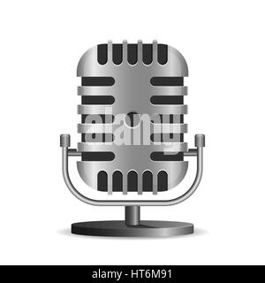 Vintage metal studio microphone icon vector Stock Vector