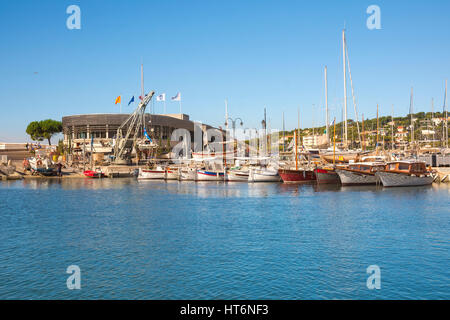 Cassis,France-august 10,2016:The port of Cassis, a French village with colorful boats moored on a summer day. Stock Photo