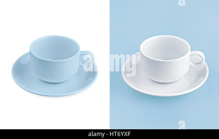 Cup on white & blue background Stock Photo
