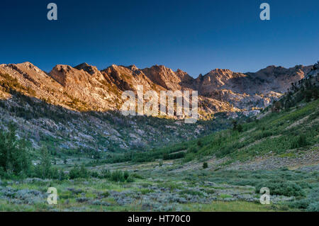 Lamoille Canyon in Ruby Mountains, sunset, near Elko, Nevada, USA Stock Photo