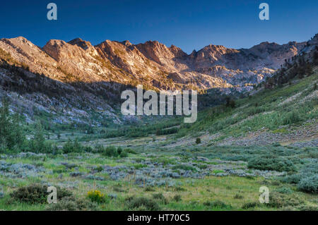 Lamoille Canyon in Ruby Mountains, sunset, near Elko, Nevada, USA Stock Photo