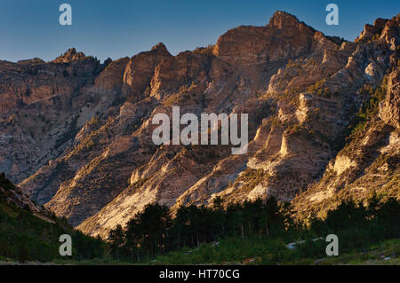 Lamoille Canyon in Ruby Mountains, sunset, near Elko, Nevada, USA Stock Photo