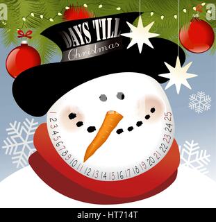 Funny Advent calendar with snowman Stock Vector