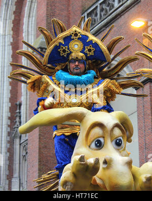 AALST, BELGIUM, FEBRUARY 26 2017: Unknown male dancer during the annual carnival parade in Aalst, East Flanders. Stock Photo