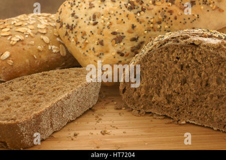 Rye and seeded breads in natural light Stock Photo