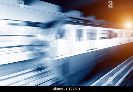 light rail moving on railway in chongqing Stock Photo