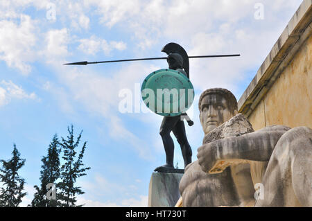 Statue of Leonidas, who fought to death with his famous 300 Spartans against the Persians Stock Photo