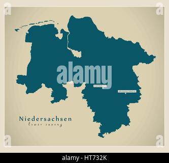 Modern Map - Niedersachsen DE new design refreshed illustration Stock Vector