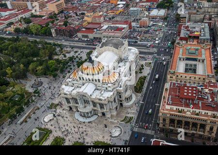 Aerial view of Palacio de Bellas Artes (Fine Arts Palace) - Mexico City, Mexico Stock Photo