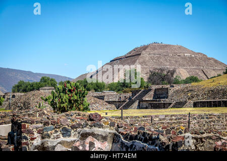 The Sun Pyramid at Teotihuacan Ruins - Mexico City, Mexico Stock Photo