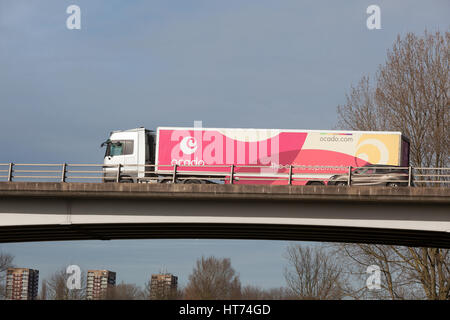 Ocado lorry travelling through the Midlands Stock Photo