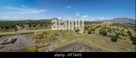 View from above of Dead Avenue and Moon Pyramid at Teotihuacan Ruins - Mexico City, Mexico Stock Photo