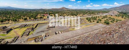View from above of Dead Avenue and Moon Pyramid at Teotihuacan Ruins - Mexico City, Mexico Stock Photo