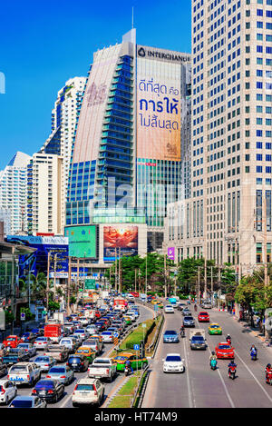 BANGKOK, THAILAND - FEBRUARY 01: This is a view of downtown Bangkok high rise buildings and traffic on February 01, 2017 in Bangkok Stock Photo