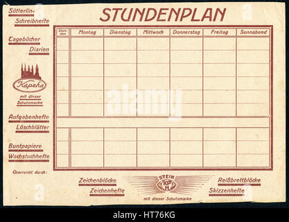 Blank timetable. East Germany (GDR), circa 1970 Stock Photo