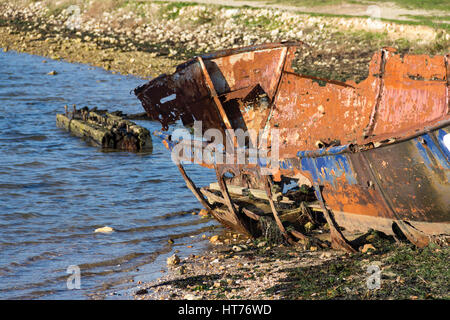 Old wreck in Bembridge harbour, Isle of Wight Stock Photo