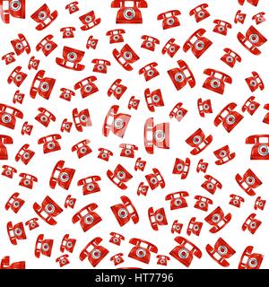 Old Red Phone Seamless Pattern Stock Vector