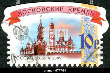 RUSSIA - CIRCA 2009: A stamp printed in the Russian Federation, shows the Moscow Kremlin, circa 2009 Stock Photo