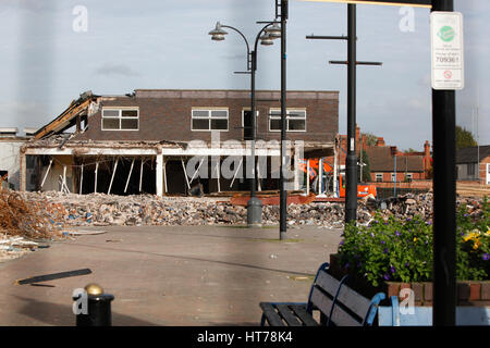 Shops being demolished in Tamworth town centre. To make space for redevelopment Stock Photo
