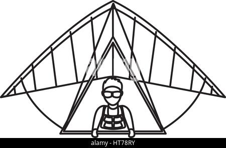 Paraglider silhouette flying icon Stock Vector