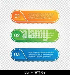Layout workflow. Outline colorful menu for app interface. Number options. Web design of buttons elements. Infographics 1. 2. 3. vector template. Text illustration. Stock Vector