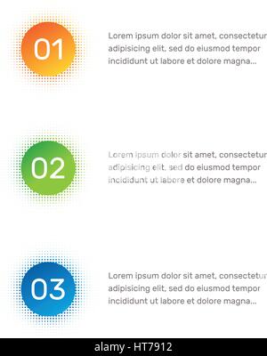 Layout workflow. Outline colorful menu for app interface. Number options. Web design of buttons elements. Infographics 1. 2. 3. vector template. Text illustration. Stock Vector