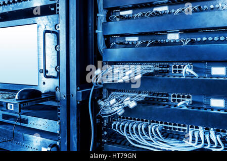 Rackmount LED console in server room data center Stock Photo - Alamy