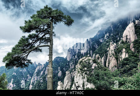 The famous Huangshan landscape, one of the tourist destinations. Stock Photo