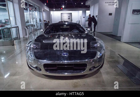 Los Angeles, CA, USA — March 4, 2017: Reflective 2005 Ford Shelby GR-1 Concept car at the Petersen Automotive Museum in Los Angeles, California, Unite Stock Photo