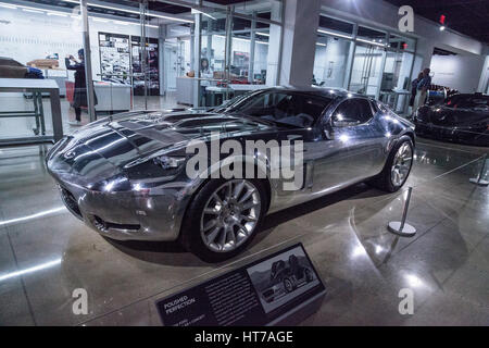 Los Angeles, CA, USA — March 4, 2017: Reflective 2005 Ford Shelby GR-1 Concept car at the Petersen Automotive Museum in Los Angeles, California, Unite Stock Photo