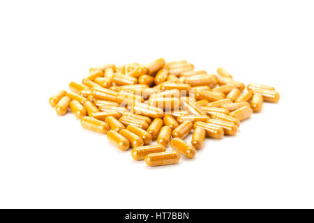turmeric or longa in capsule isolated on white background Stock Photo